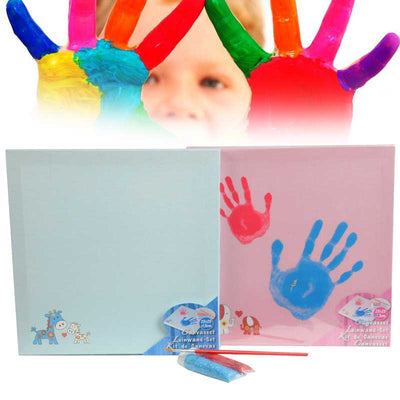 Set 5 Pezzi Crea Stampa Su Quadro Impronta Mano Bambini Con Colori e Pennello