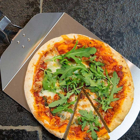 Pala Pizza Paletta Tagliere Pizze Acciaio Inox con Manico Pieghevole 25x24cm