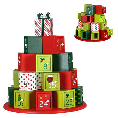 Calendario Avvento Regali di Natale in Legno 24 Cassetti Decorazioni Natalizie