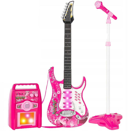 Chitarra Elettrica Microfono Cassa Amplificatore MP3 Giocattolo Bambini con Luci
