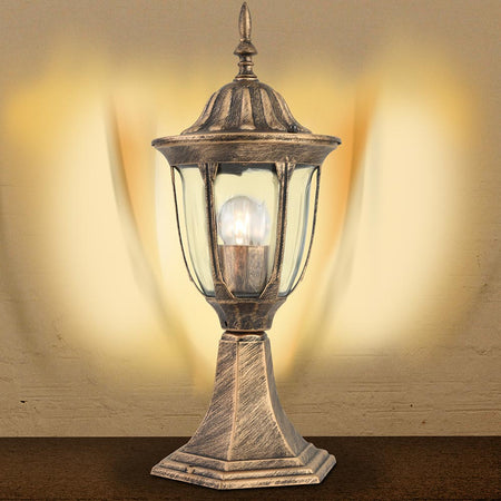 Lampione Vittoriano Classico da Giardino Lampada Esterno Alluminio e Vetro 30cm