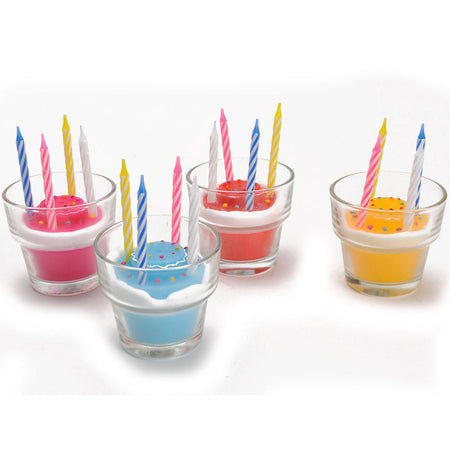 Candale Buon Compleanno Forma Torta Con Bicchiere In Vetro