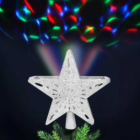 Puntale Proiettore LED Albero di Natale Forma Stella Silver Effetti di Luce RGB