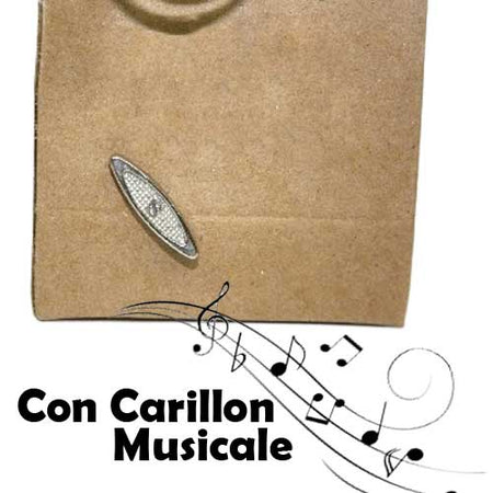 Coppia Sacchetti con Carillon Musicale Nascita Battesimo Bomboniere Celeste