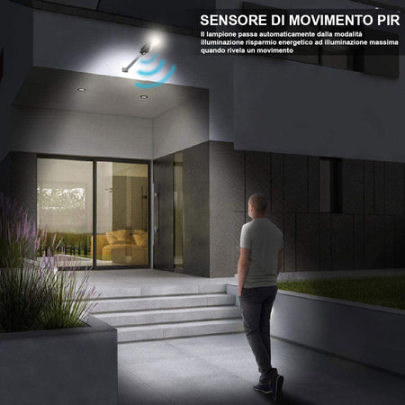Lampione Stradale Faro LED 60W Solare Luce Esterno Sensore Movimento Telecomando