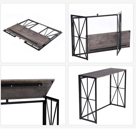 Tavolo Console Pieghevole Tavolino Design Moderno Industriale Metallo Legno