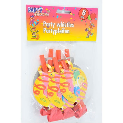 Set 6 pezzi party fischi con lingua in plastica e cartone