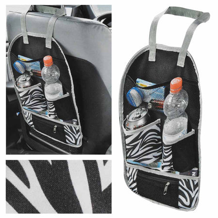 Organiser Pieghevole per Auto Porta Oggetti Viaggio Sedile Posteriore Zebra