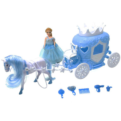 Bambola Principessa dei Ghiacchi Con Carrozza Cavallo e Accessori Gioco Bambini