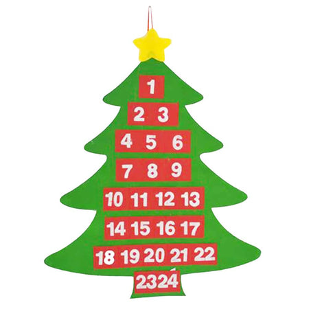 Calendario Avvento Albero di Natale Feltro con Tasche Decorazioni Natalizie 54cm