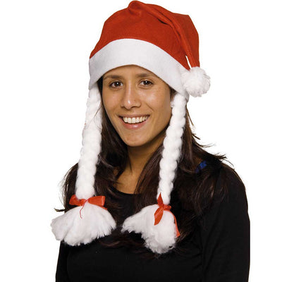 Cappello Di Babbo Natale Con Trecce Taglia Unica Donna Uomo Unisex Natale