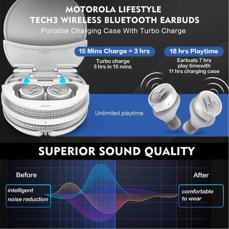 Motorola Lifestyle Tech3 Cuffie wireless 3in1 con Mircofono con passante Bianco