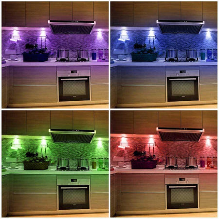 Set 4 Faretti LED Wireless Adesivi Luce Faretto Cambio Colore con Telecomando