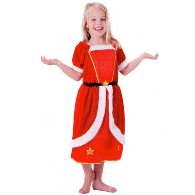 Costume Natalizio Per Bambine Rosso E Bianco In Poliestere Travestimento Natale
