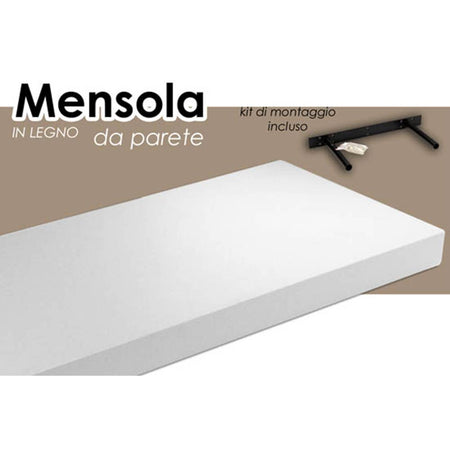 Mensola Parete Rettangolare Scaffale 60x25x3cm Libreria Legno MDF Bianco