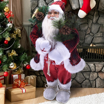 Babbo Natale Elegante 80cm in Plastica Vestiti in Tessuto Decorazione Natalizia