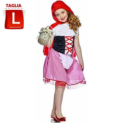 Costume Cappuccetto Rosso Bambina 7-8 Anni con Vestitino e Mantella Carnevale