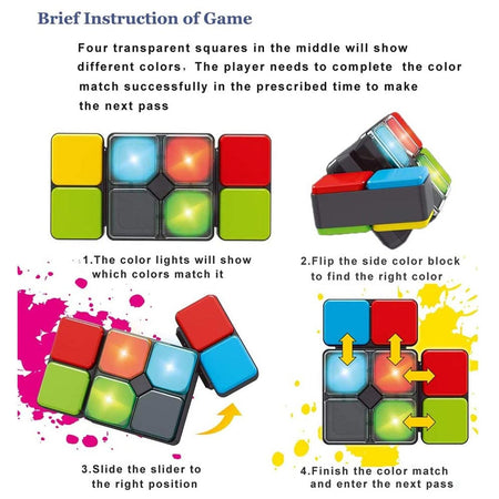 Gioco Abilita Magic Cube Giocattolo Elettronico Bambini Luci e Suoni 4 Modalità