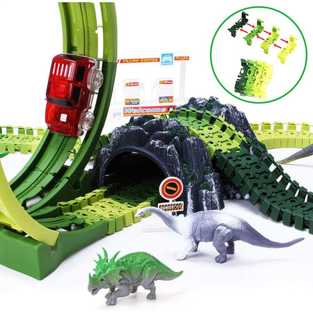 Pista Macchinine Flessibile Parco Dinosauri Costruzione 173pz con Macchinina