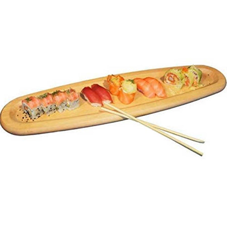 Tagliere Ovale 52x14cm in Legno di Faggio Con Bordo per Sushi Salumi Formaggi