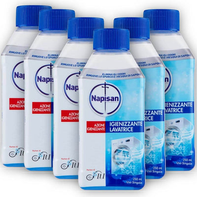 6 x Napisan Igienizzante Liquido Lavatrice Anticalcare Promo Pack 6 Bottiglie