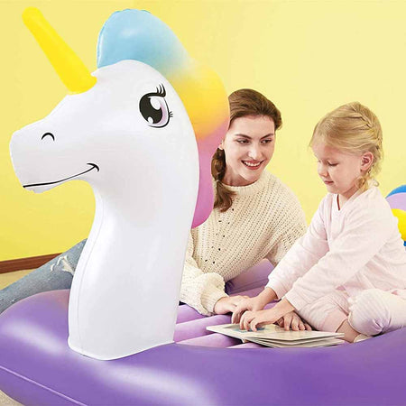 Lettino Materasso Gonfiabile Forma Unicorno per Bambini Materassino 196x104x84cm