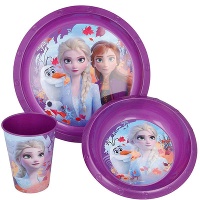 Set Pappa Bambini Scuola Disney Frozen 2 con Bicchiere e Piatti Asilo Bambina