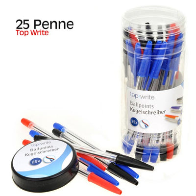 Confezione 25 penne in barattolo colori assortiti Topwrite
