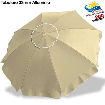Ombrellone da spiaggia Alluminio 2 mt con Snodo tessuto Polyestere Ecru Palo 32