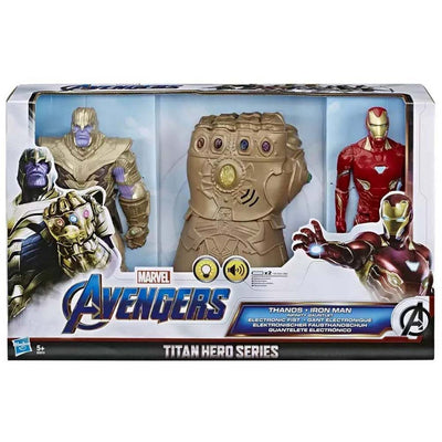 Marvel Avengers Guanto dell' Infinito + 2 Action Figures Iron Man e Thanos 30cm