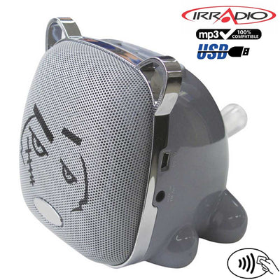 IRRADIO Wild Pet Diffusore Cassa Portatile Radio FM Riproduttore MP3 USB/SD Grey
