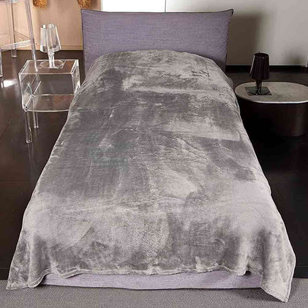 Coperta Plaid Letto Singolo Kanguru Single Bed in Tessuto Pile Grigio 130x230cm