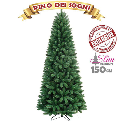 Albero di Natale SLIM Pino dei Sogni Altezza 150 cm Base a Croce 425 Rami Eco