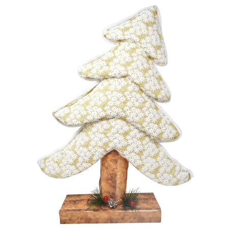 Albero Di Natale Inclinato in Tessuto Bianco 56cm Decorazioni Natalizie Dorato