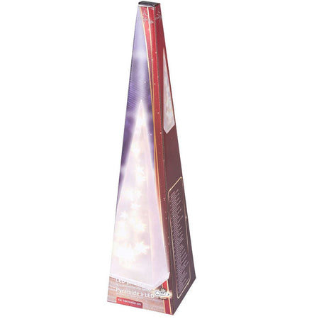 Piramide Natale Luminosa 16 LED Plastica Trasparente 60 cm Luce Bianco Caldo