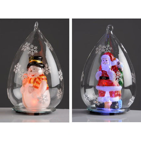 Goccia di Natale con Personaggio Decorazione Natalizia a LED 2 Modelli Assortiti