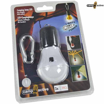 Lampada Da Campeggio LED 1W Colori Assortiti Con Gancio Moschettone Camp Active