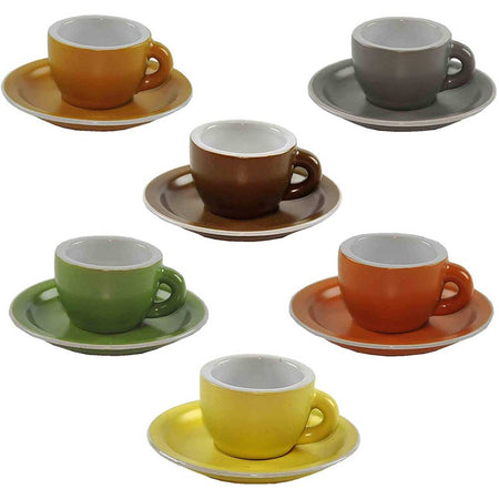 Servizio Set 6 Tazzine da Caffe Tazzina in Ceramica con Piattino Multicolor 88ml