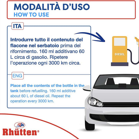 Rhutten Additivo Start e Stop Motore Diesel Monodose Super Concentrato 160ml