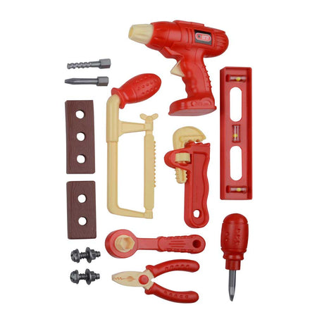 Set attrezzi bricolage kit accessori falegname brico in plastica vari modelli