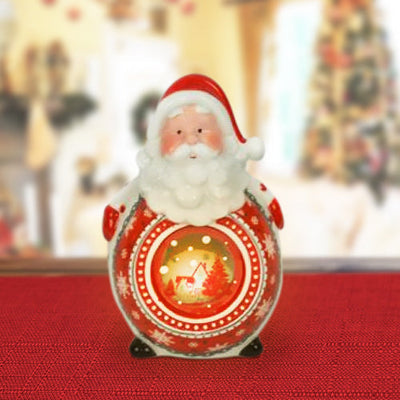 Lanterna Ceramica Babbo Natale Con Candela Elettrica 14 Cm Decorazioni Natalizie