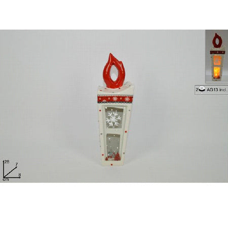 Lanterna In Ceramica Candela Con Lumino Elettrico 28 Cm Decorazioni Natalizie