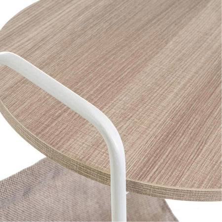 Tavolino Caffe Divano Rotondo con Portariviste Design Moderno Industriale Bianco