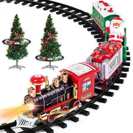 Trenino Natalizio con Supporto per Centro Albero Treno Elettrico con Luci Natale