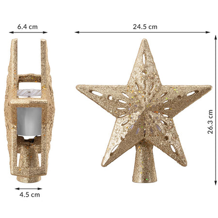 Puntale Proiettore LED per Albero di Natale Forma Stella Gold Gioco di Luce