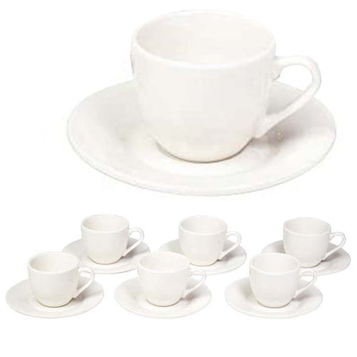 Servizio Set Servizio 6 Tazzine da Caffe Tazzina in Ceramica con Piattino Bianco