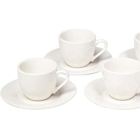 Servizio Set Servizio 6 Tazzine da Caffe Tazzina in Ceramica con Piattino Bianco