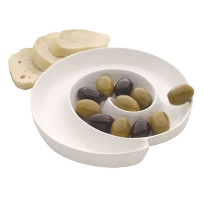 Spirale Vassoio Aperitivo in Ceramica per Olive Contorni e Stuzzichini Bianco