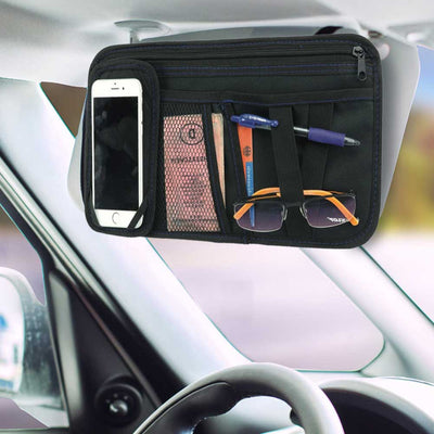 Portaoggetti per Parasole Auto Organizer con Tasche Porta Smartphone e Oggetti