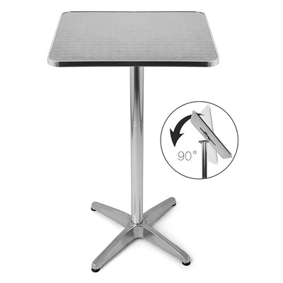 Tavolino Bar Bistrot Alto Pieghevole Alluminio Quadrato 60x60x110cm Tavolo Pub